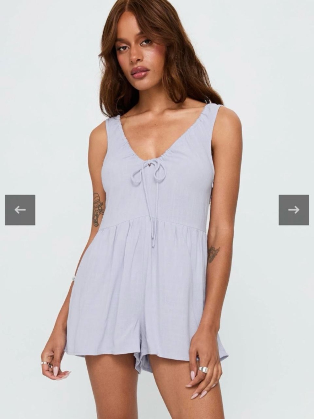 Princess Polly Lavender V-Neck Tie Romper